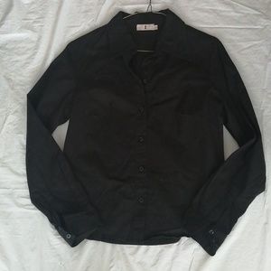 BLACK BASIC LONG SLEEVE BUTTON-DOWN SHIRT